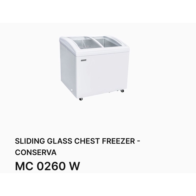 Promo Sliding Glass Freezer Modena tipe MC-0260W ( 256 liter )