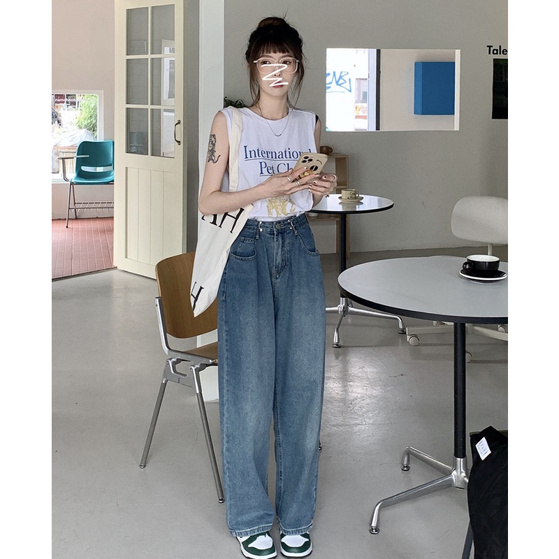 Celana Jeans Wanita Kekinian Terbaru Celana Panjang Jeans Loose High Waist Denim Pants Jens