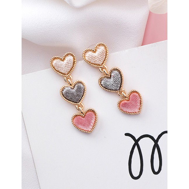 LRC Anting Tusuk Fashion Heart Shape Decorated F0723X