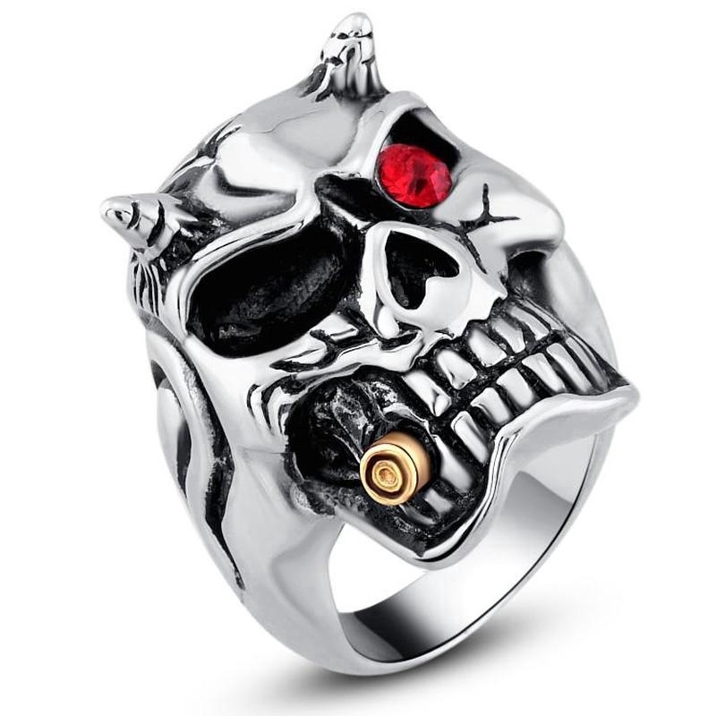 Vintage Fashion Skull Smoking Titanium Steel Men's Ring Jewelry