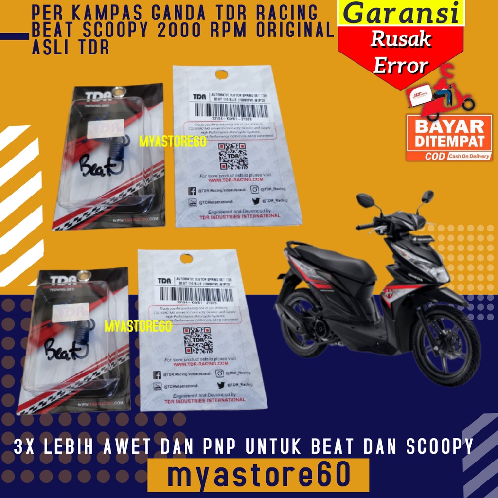 PER KAMPAS GANDA TDR RACING AKSESORIS SPAREPART MOTOR BEAT SCOOPY 2000 RPM ORIGINAL ASLI TDR