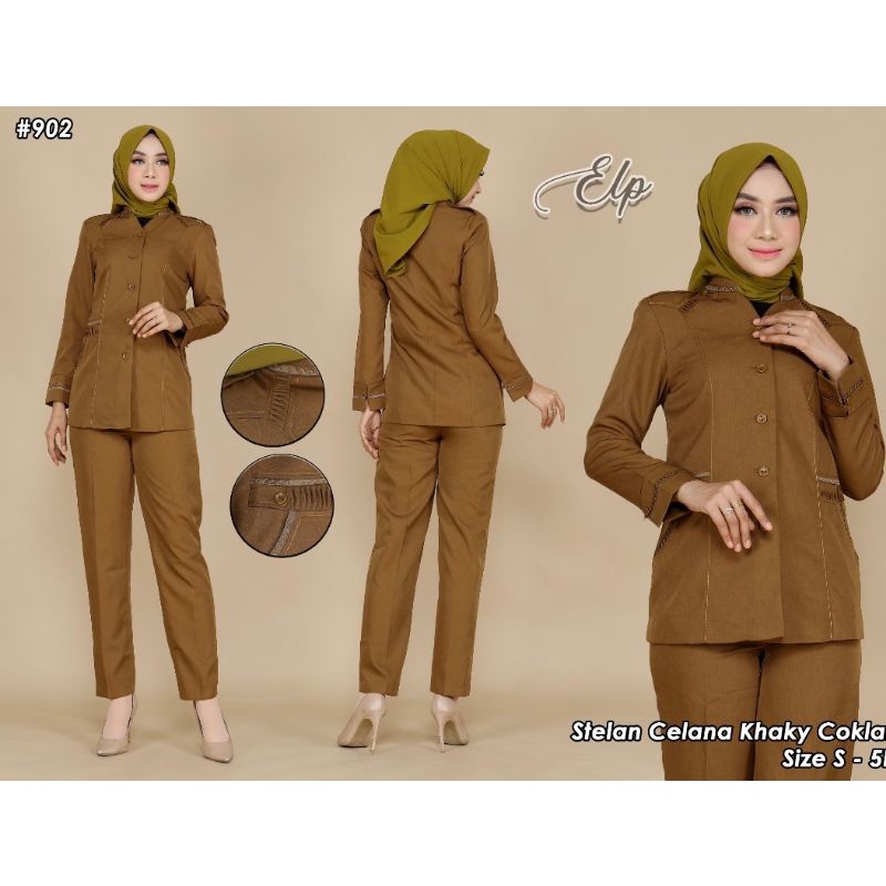 BAJU DINAS PEMDA WARNA KHAKY CLN  PJNG KODE 902 CELANA FREE HIJAB