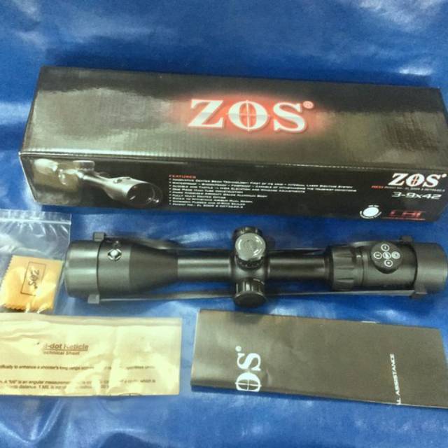 Telescope ZOS 3-9x42 Mildot Integresi Laser Merah