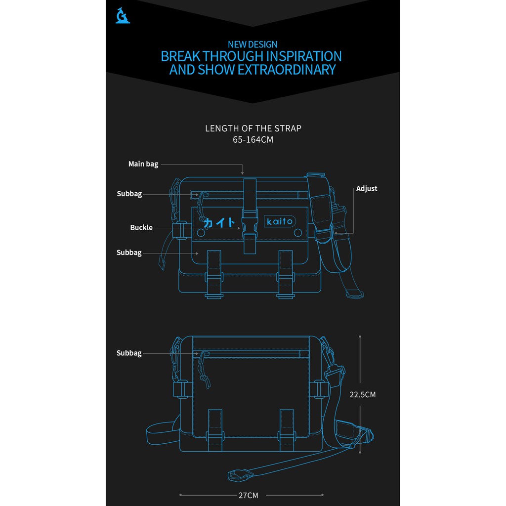 KAITO YP-01 Tas Selempang Pria Premium Sling Bag Pria By JAPAN Design WATCHKITE WKOS