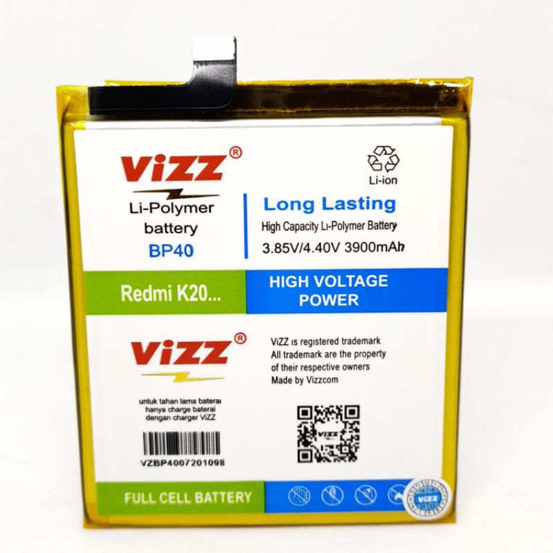 Baterai Batre Vizz Xiaomi Redmi K20 Pro BP40 Original Vizz