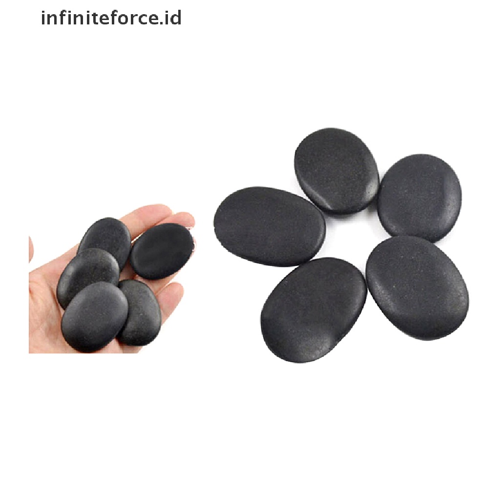 (Infiniteforce.Id) 7pcs / Set Batu Basalt Hitam Ukuran 3x4cm Untuk Pijat