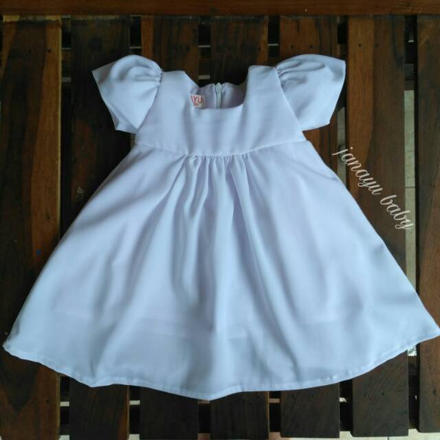 Baju bayi putih / dress bayi putih /gaun bayi