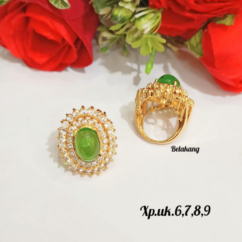 Cincin Dewasa permata Oval warna,full zircon termurah,tidak KARAT *COD*