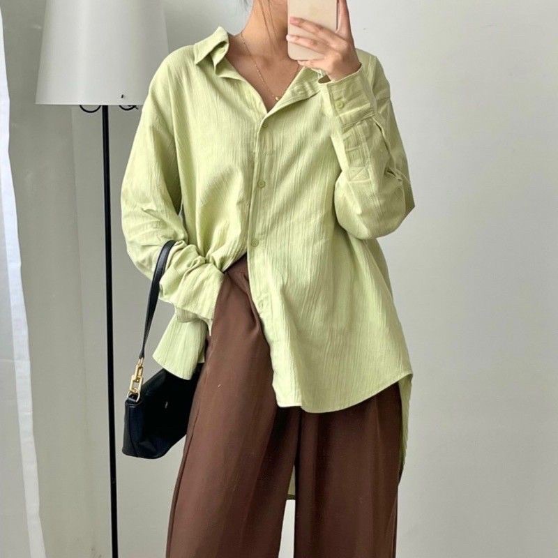 Kemeja Linen Crinckle Oversize Wanita - Suki Shirt