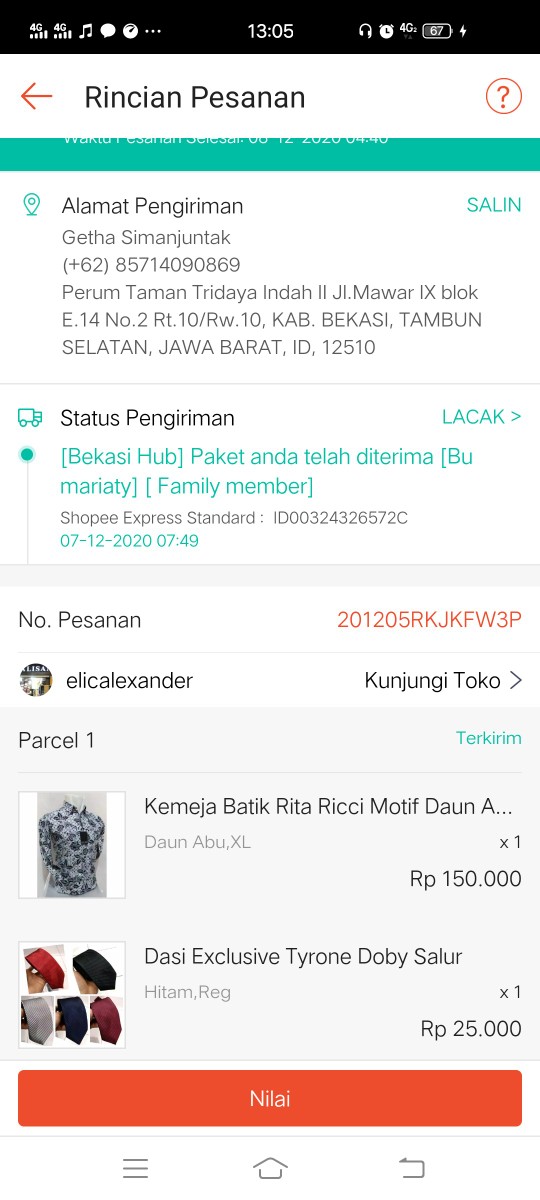 Kemeja Exclusive Rita Ricci Slimfit Doby Lengan Pendek