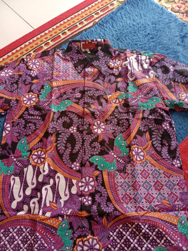 Batik Solo Kupu Ungu Kemeja Panjang Pria Katun Halus Sragenan Full Furing