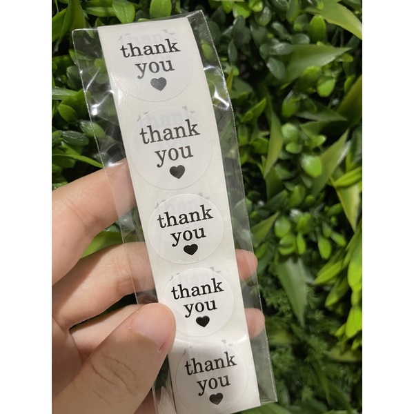 (50pcs) Stiker Thank You Bulat size 2,5cm / Thank You stickers Olshop etc-Simple black hrt