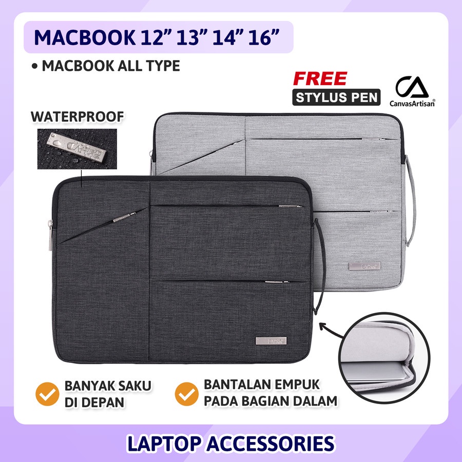 tas sleeve macbook 12 13 14 16 inch pro air m1 m2 2020 2021 2022 sarung case casing bag jinjing hand