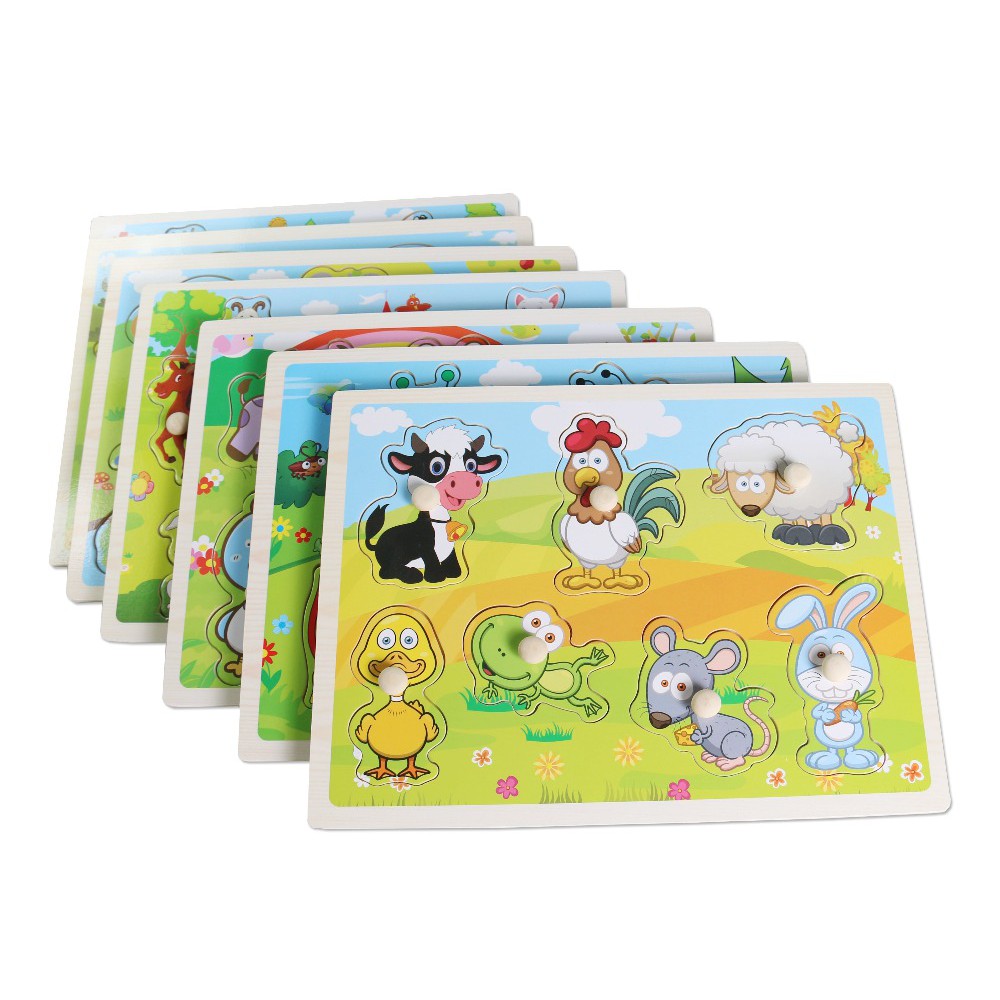 Tas bersama 395 Puzzle Knop Kayu Pengasah Otak dan Motorik Anak Karakter Lucu Murah Produk Import