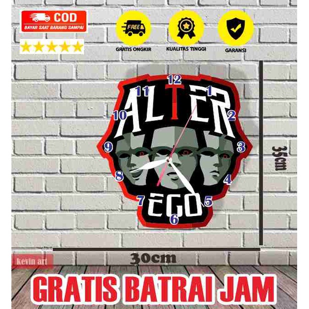 JAM DINDING KARAKTER ALTER EGO KOLEKSI UNIK E-SPORTS BESAR KAYU VINTAGE SOUVENIR JAM CAFE Kevinart