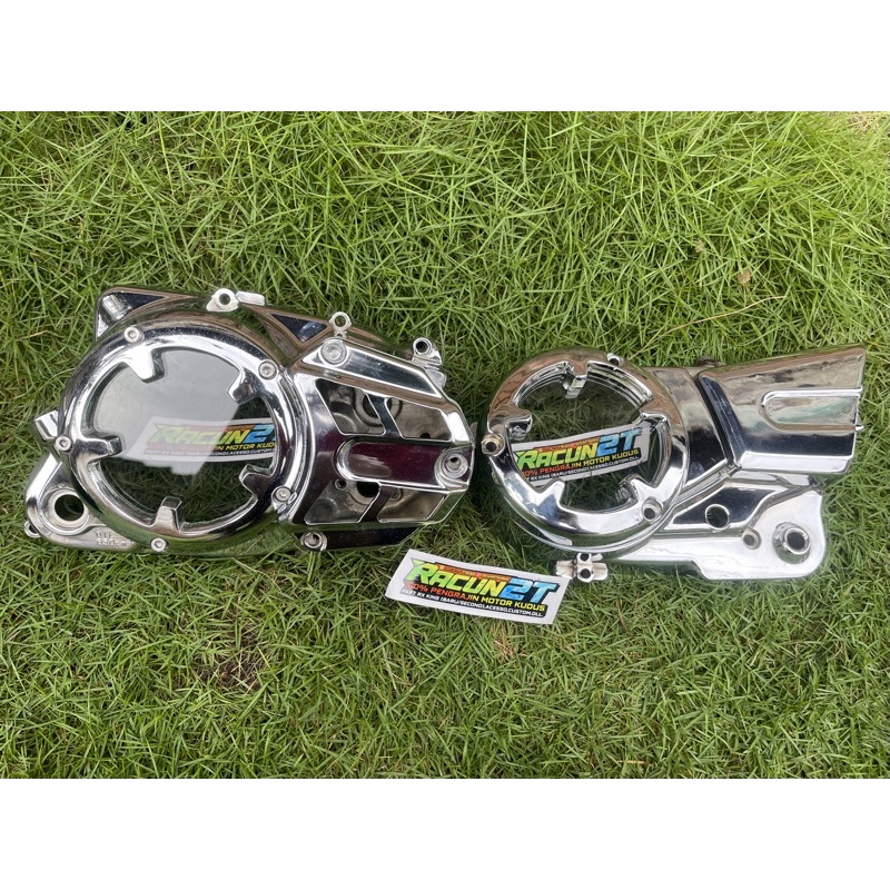 cover tutup blok bak kopling Rx king new transparant CROM