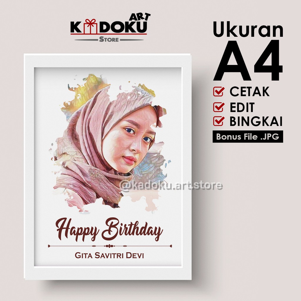 Desain foto A4 Kado Wisuda / Wedding / Ulang Tahun + BINGKAI & CETAK