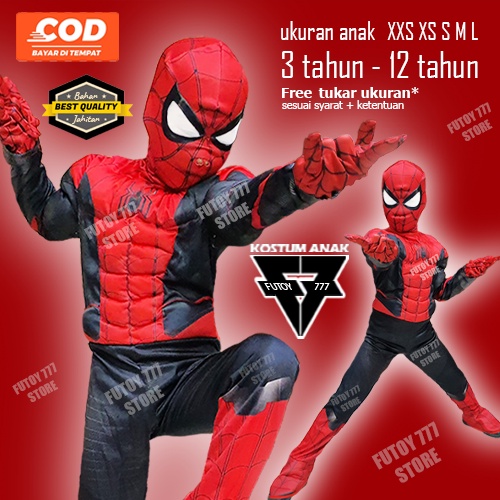 KOSTUM SPIDERMAN OTOT COSTUME FAR FROM HOME KOSTUM ANAK SPIDERMAN BAJU SPIDERMAN BAJU SUPERHERO