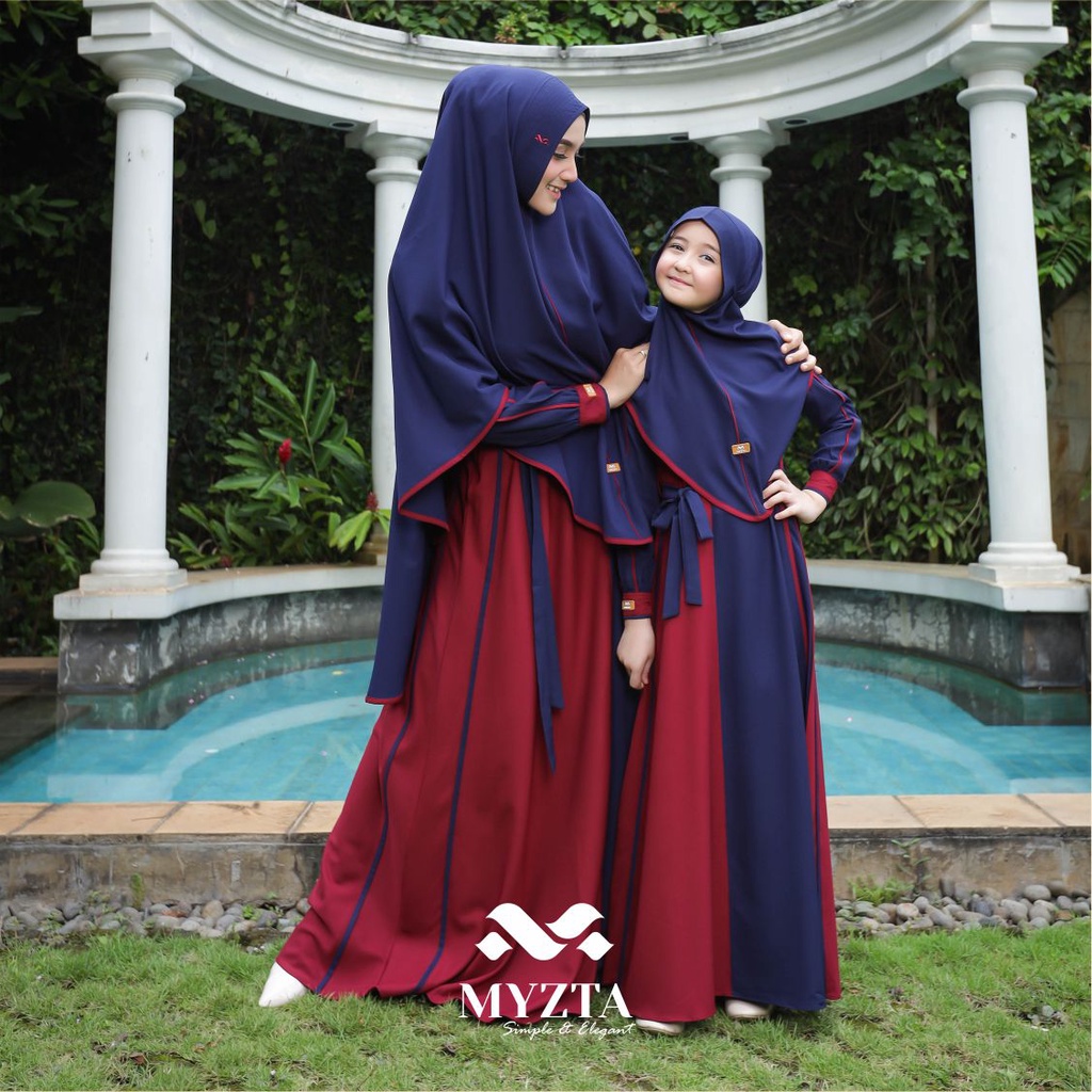 SET GAMIS COUPLE IBU ANAK NIKEN ORIGINAL BY MYZTA INAYA COLLECTION SETELAN KHIMAR PASHMINA SYARI PRE