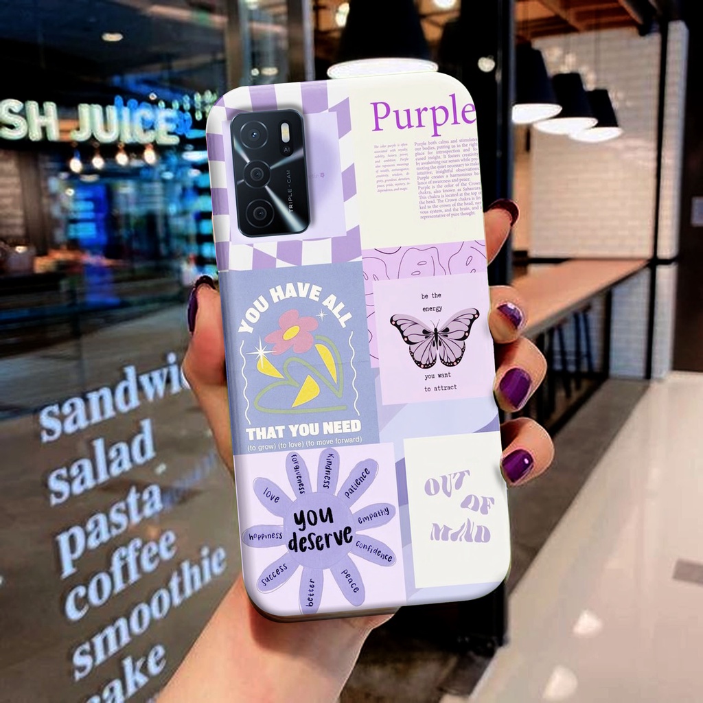 #911 Oppo A16 (Typelainviachat) Case fashion lilac purple cute Maxcasee#003