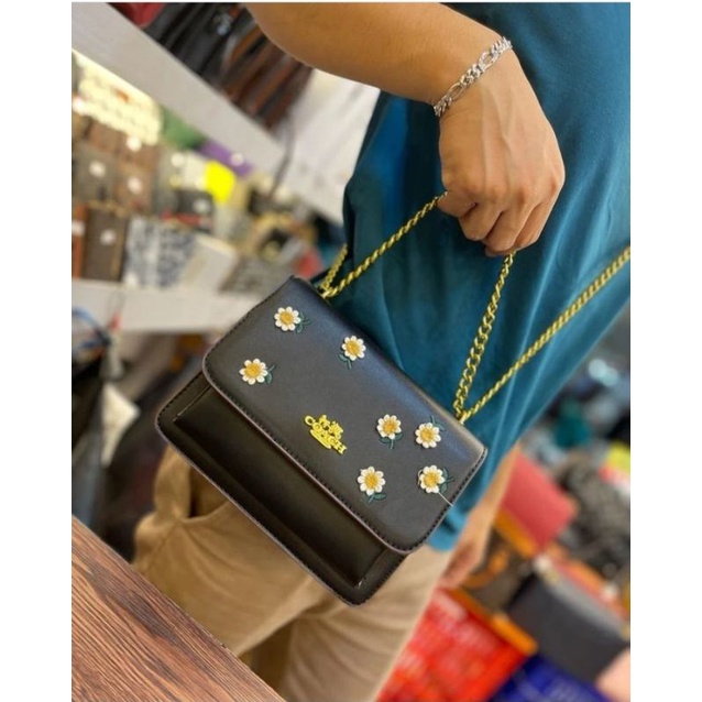 tas slempang rantai bunga timbul semprem