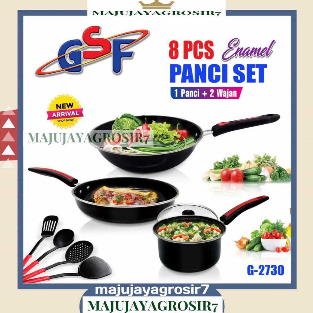 PANCI SET ENAMEL 8PCS GSF G-2730 / PANCI PENGGORENGAN GSF 8 PCS / PANCI SET GSF G-2730 / GSF G2730/ 