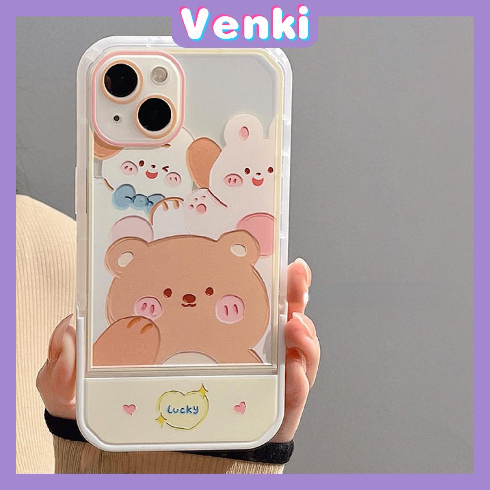 iPhone Case with Invisible Folding Stand Silicone Soft Case Airbag Shockproof Protection Camera Cartoon Cute Compatible For iPhone 11 Pro Max 13 Pro Max 12 Pro Max 7Plus xr XS Max