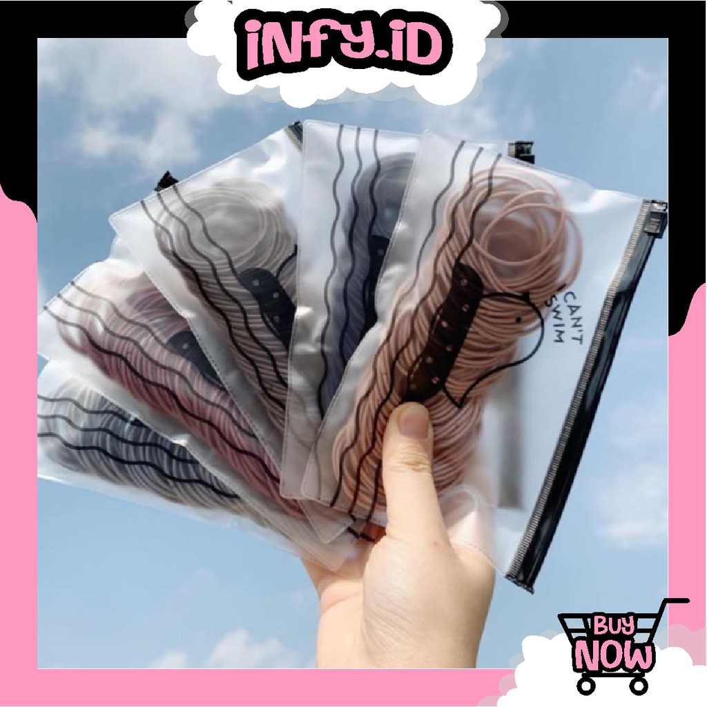 INFY - 100 PCS IKAT RAMBUT ELASTIS WARNA POLOS GAYA KOREA UNTUK WANITA R209