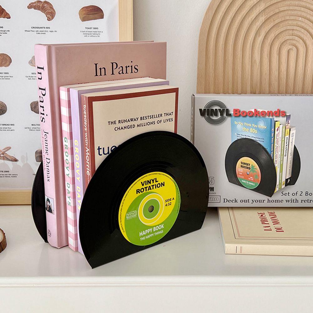 Mxbeauty Vinyl Bookends CD Kreatif LP Berbentuk Non Slip Dekoratif Vintage Book Support