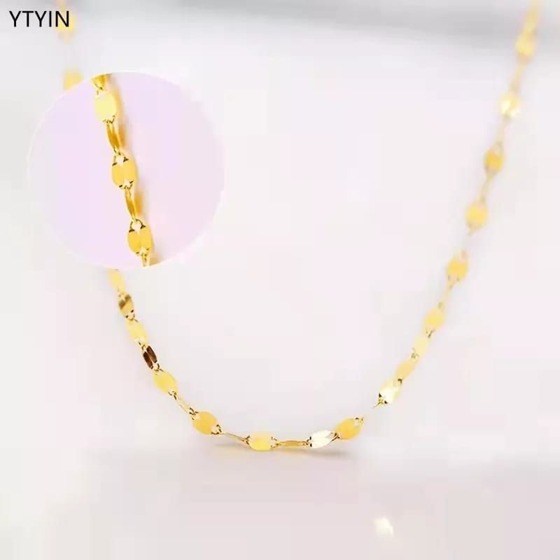 Kalung Titanium 45cm Pria Wanita Emas dan Silver Anti Karat Import Model Pecah Kopi