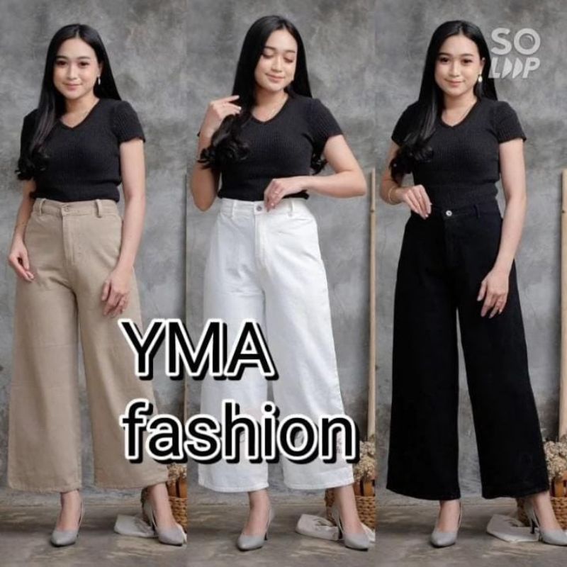 CELANA JEANS WANITA KULOT HW