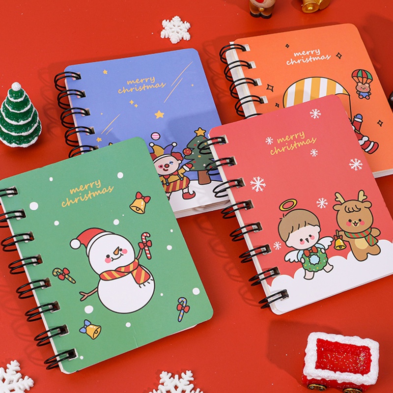 80 Lembar A7 Buku Notebook / Catatan Saku Mini Portable Motif Kartun Natal