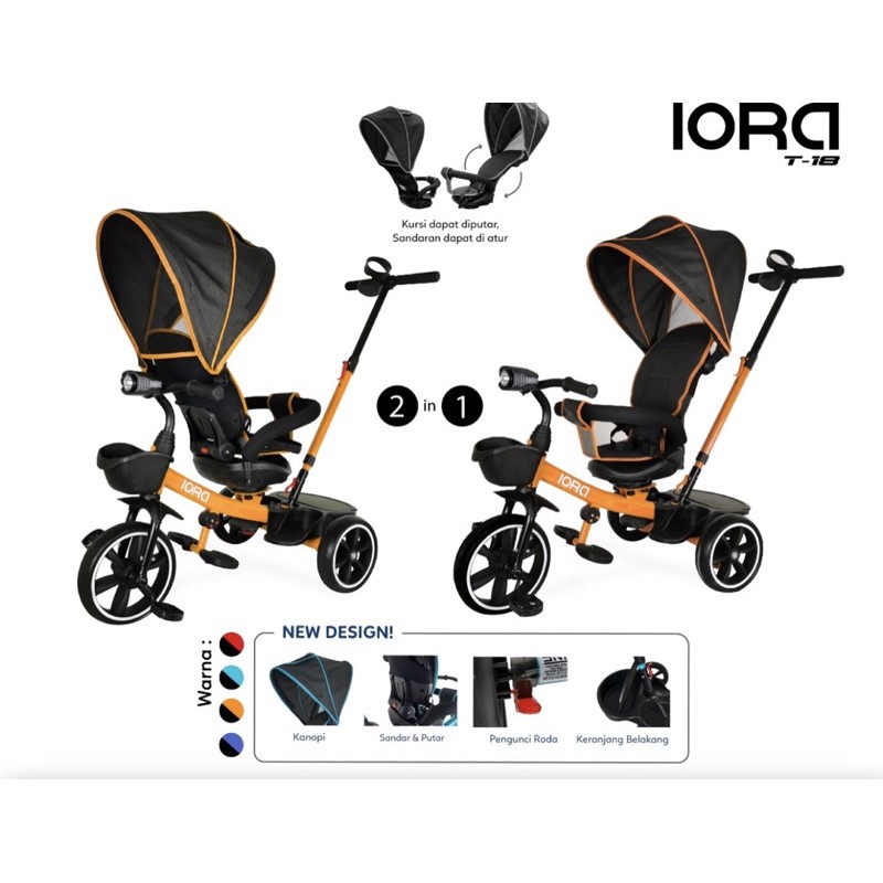 BABY STROLLER PMB IORA T18 TRICYCLE T-18 T 18 DORONGAN ANAK BAYI KERETA DORONG ANAK BAYI T09 T 09 T10 T 10 T11 T 11 T17 T 17 T21 T 21 T22 T 22 T23 T 23