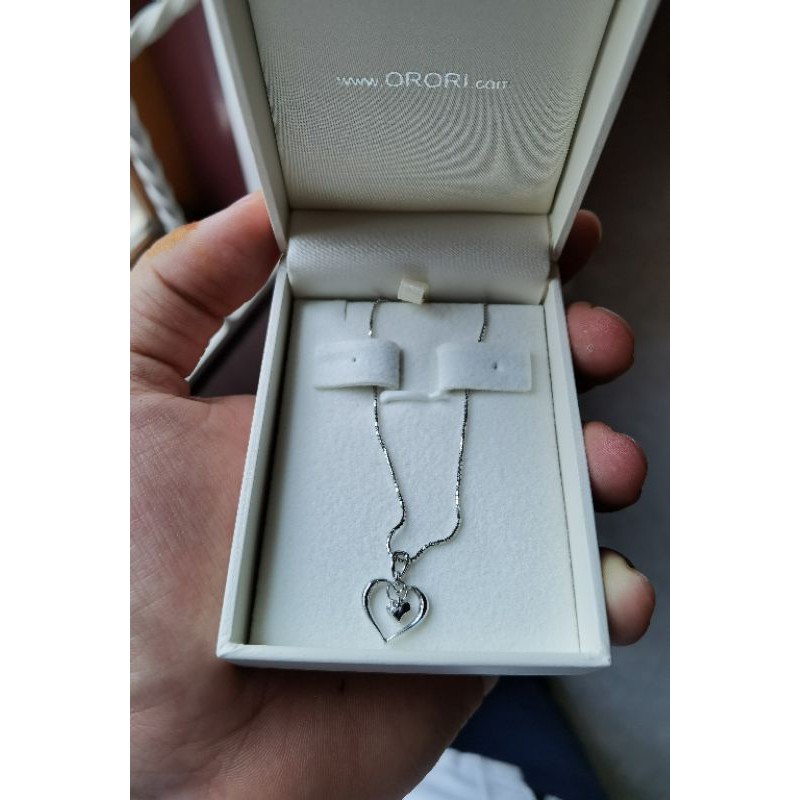 Liontin Berlian Hati Kecil 1177 + Kalung Emas Putih Italy Classic dari orori