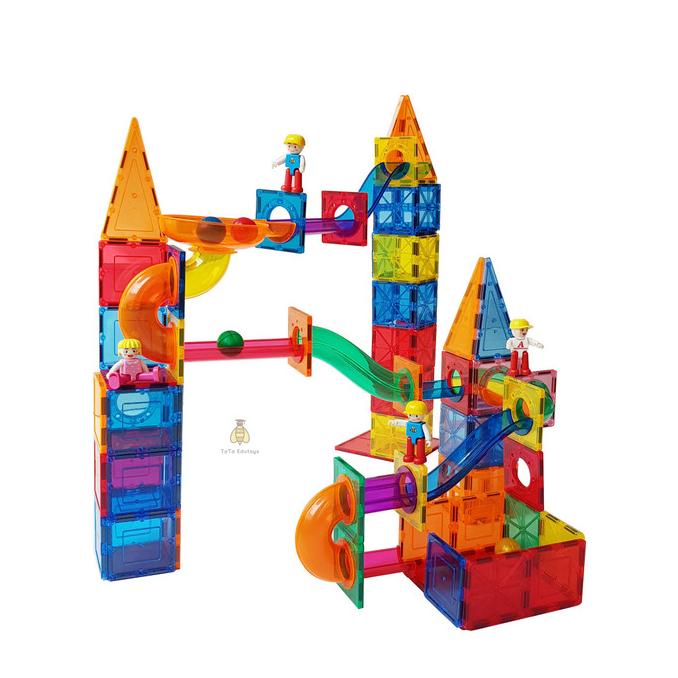 Marble Run 42 pcs Magnetic Tiles compatible with Connetix | Tata Eduto