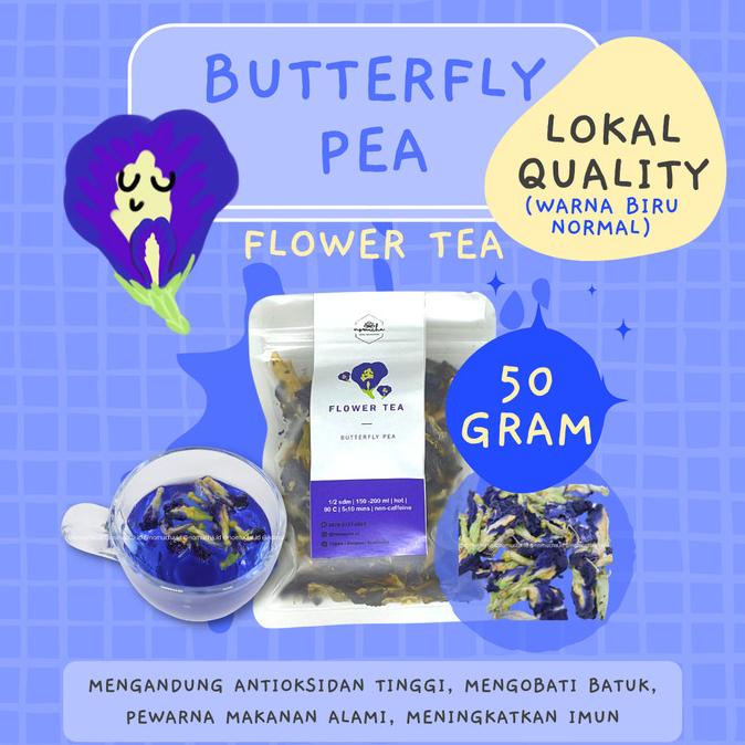 

[ COD ] Butterfly Pea Flower Tea Lokal / Teh Bunga / Teh Telang 50gr BOOM SALE Kode 964