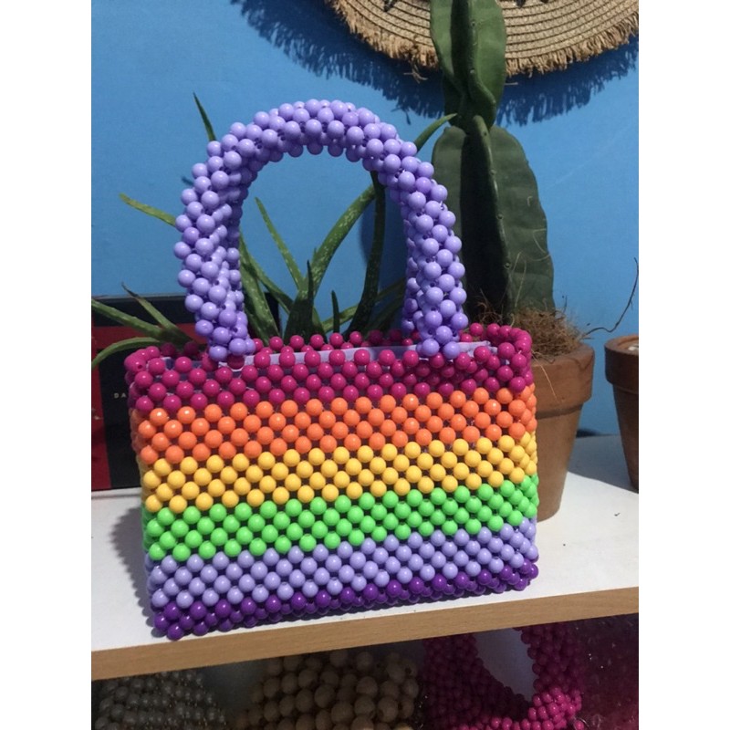 Rainbow Pearl Bag / Tas mutiara Pelangi pastel colors beaded bag tas bangkok
