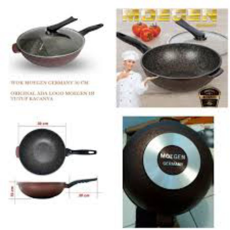 WOK PAN MOEGEN 30cm  / Panci MUGEN GERMANY / Penggorengan Technologi NON STICK DIE CAST