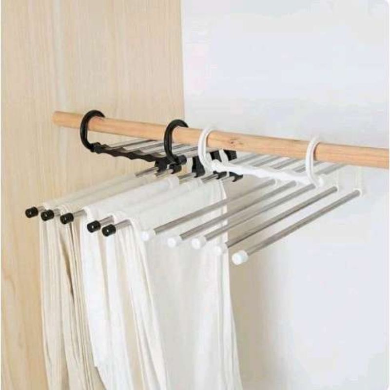 5 in 1 stainless hanger magic hanger gantungan syal baju celanan jilbab