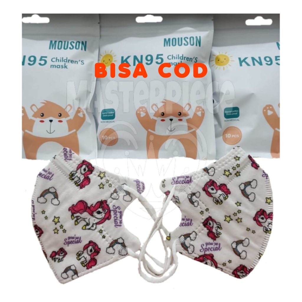 Masker KN95 Anak MOUSON Earloop 5D 5Ply isi 10Pcs Disposable Mask