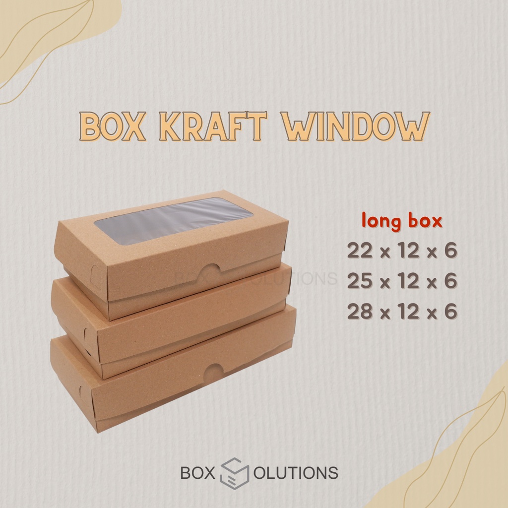 

[isi 10] box / dus kue kraft window brownies 22x12x6 / 28x12x6 / 25x12x6 cm LAMINASI
