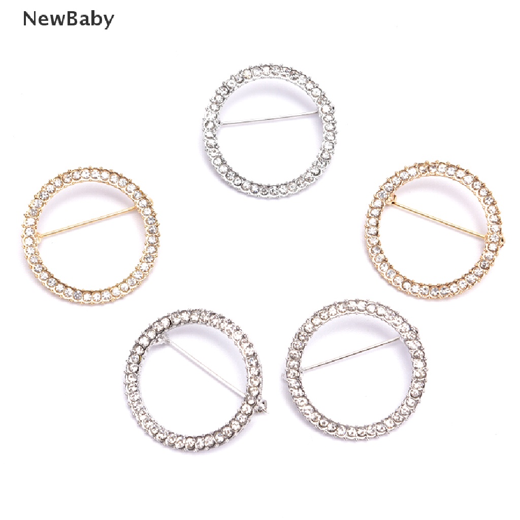 Newbaby Bros Pin Bulat Simple Hias Kristal Holder Aksesoris Wanita