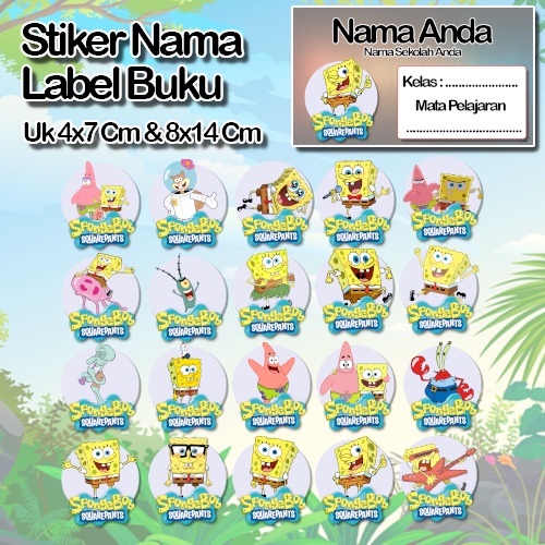 

Stiker Spongebob patrik plangton tn krab sendi squidword Karakter Lucu Custom Lebel Nama cromo murah 20 Varian berbeda Sticker Pelajaran Mapel buku anak sekolah No 5