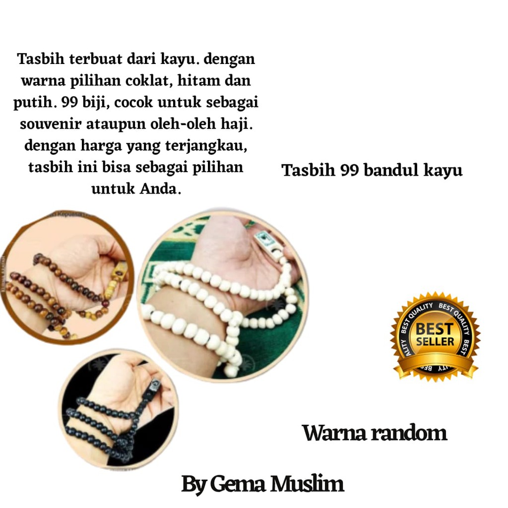 tasbih kayu 99 isi dan harga 10 pcs