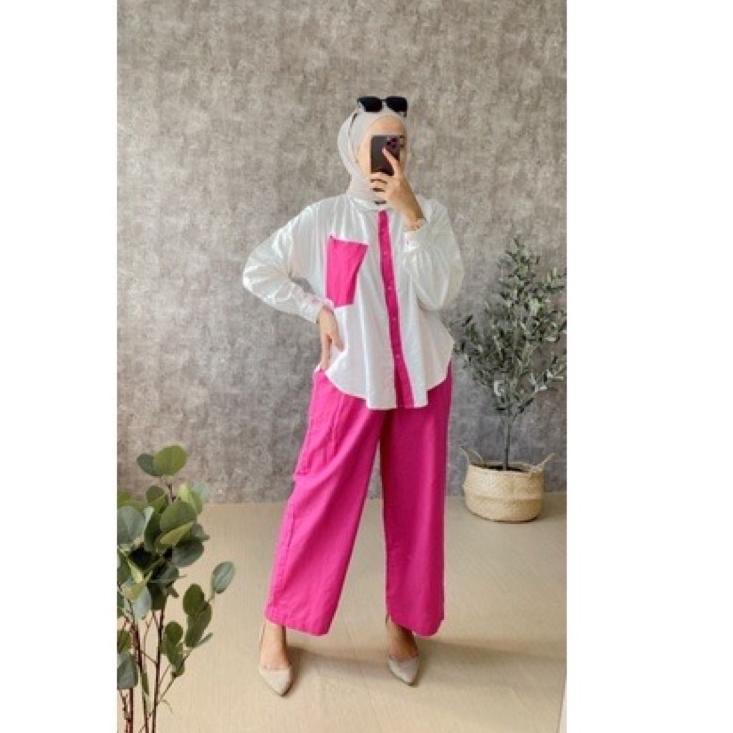 WINA SET WANITA KEKINIAN // SETELAN WANITA ONESET DAILY SET FASHION WANITA / SET WENITA FULL KANCING