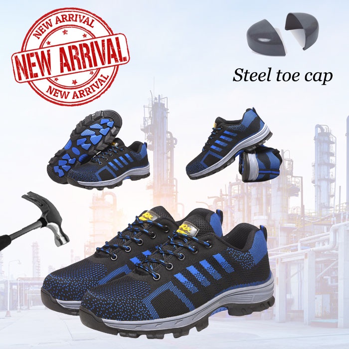Jual [SEPATU ANTI PAKU] Safety shoes Import ujung besi Strip Biru