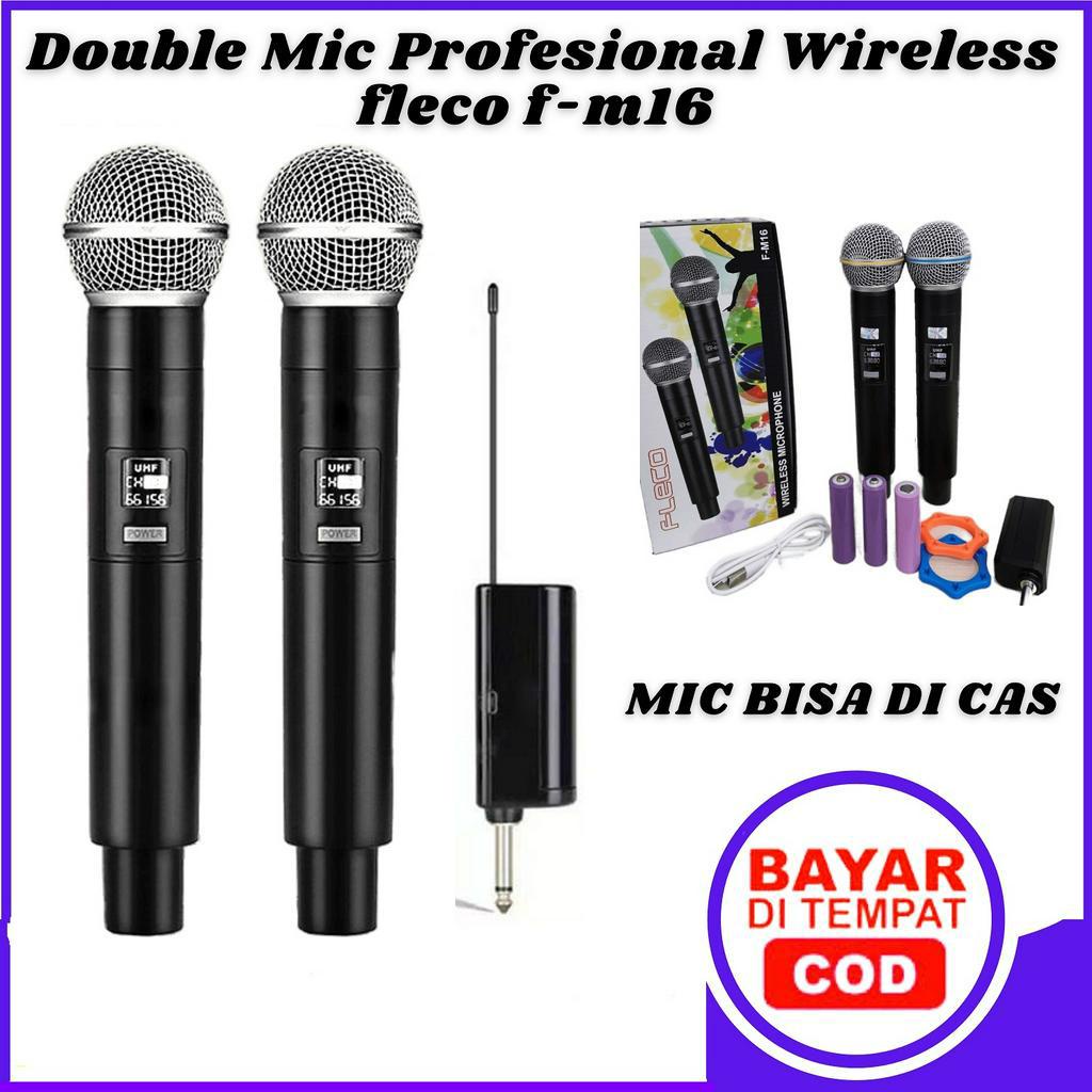 MIC wireles microphone bluetooth dengan Receiver System 2 mic wireles - FLECO F-M16