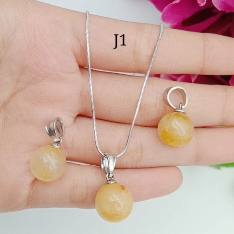 kalung liontin lapis emas permata rambut sedana silver terawet