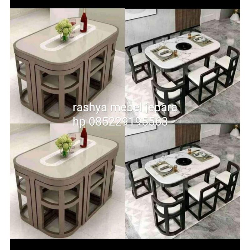 meja makan terbaru kotak Oval minimalis