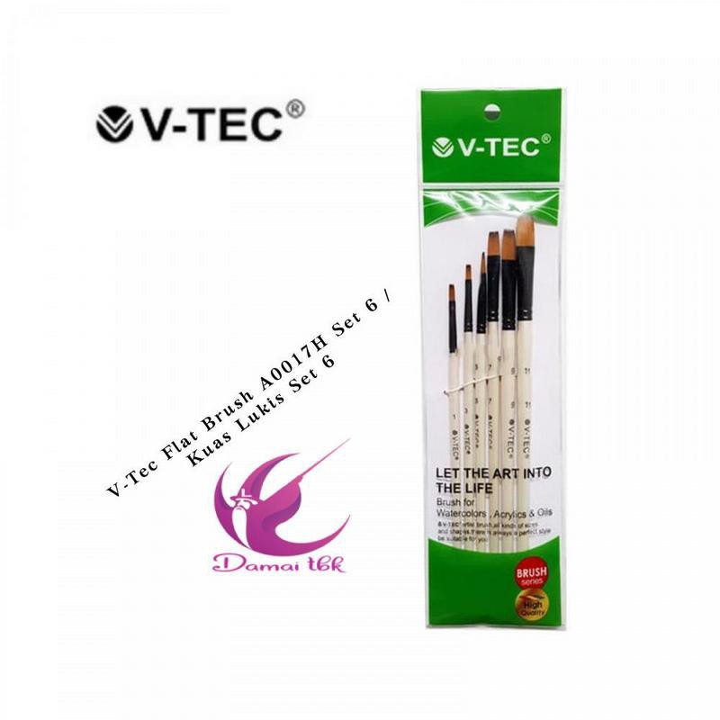 

V-Tec Flat Brush A0017H Set 6 Kuas Lukis Set 6 - Kuas Flat Set A0017H